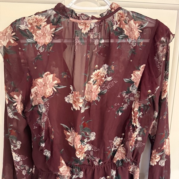 Intermix Madeline Silk Floral Long Sleeve Mini Dress 45430 - Picture 9 of 12